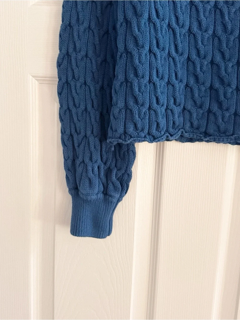 J. Crew Relaxed Fit Cable Knit Crewneck Sweater Ay824 Blue XS Cotton Preppy 2021